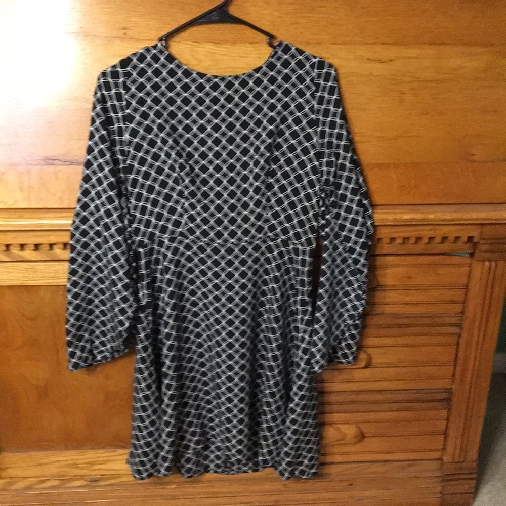 Charlotte Russe Black‎ White Geometric Lattice Open Back Mini Dress Small D3072